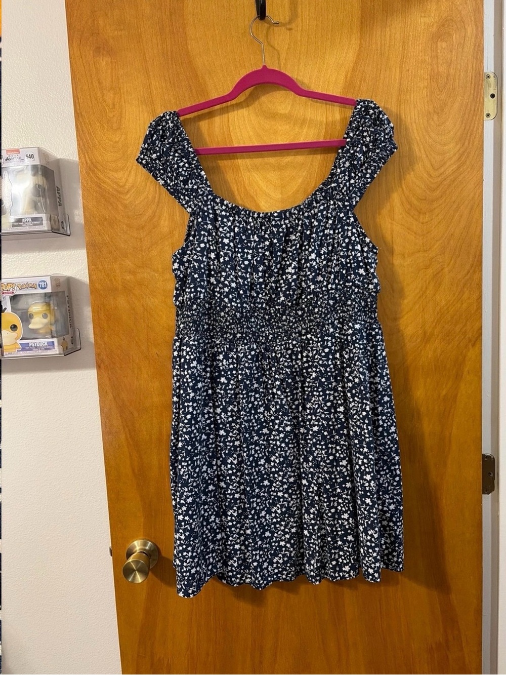 Old Navy Navy Blue & White Floral Mini Dress